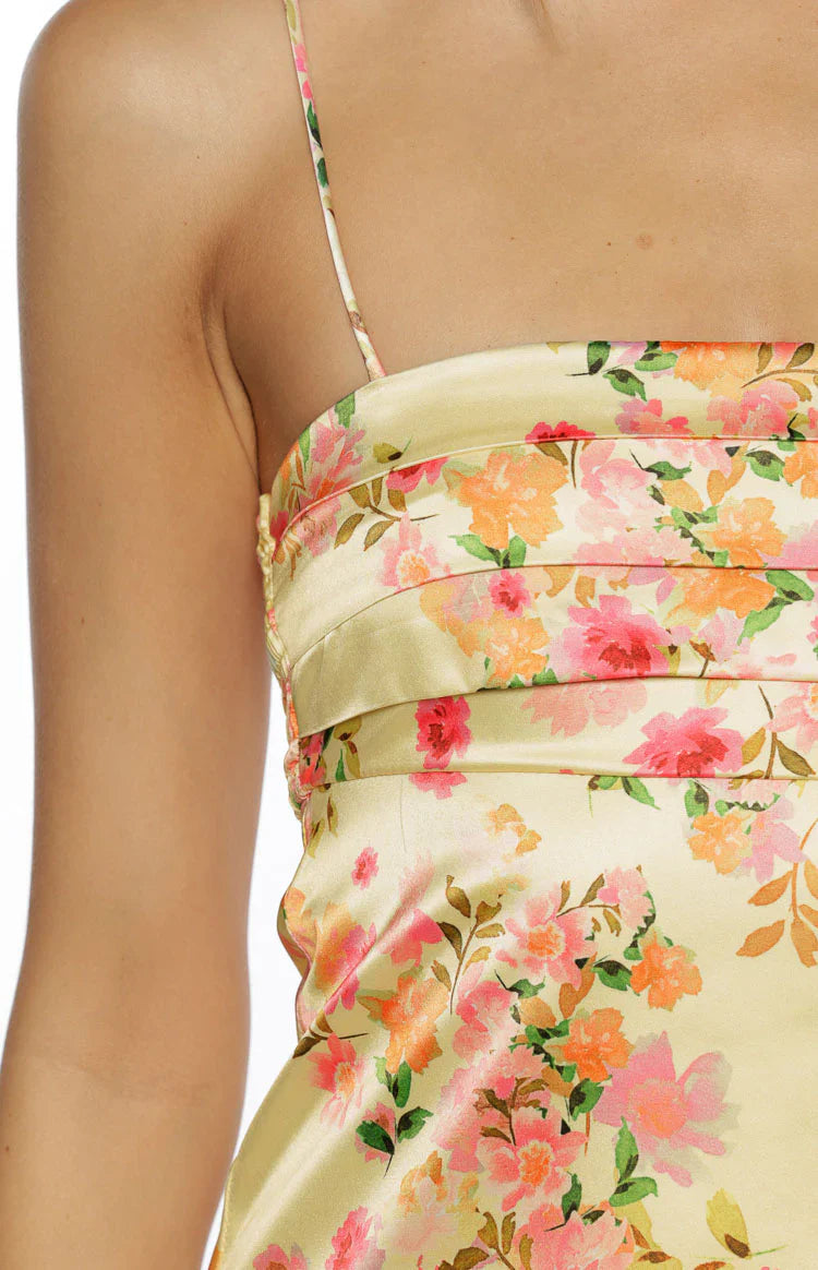 Chantell Yellow Bloom Mini Dress