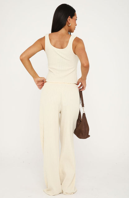 Street Chic Knit Pants Buttercream