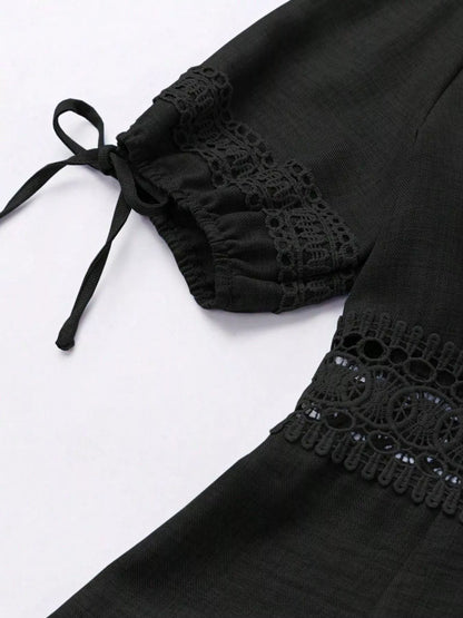 Lace Detail V-Neck Mini Dress
