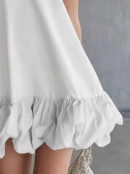 Full Size V-Neck Bubble Hem Mini Dress Plus Size