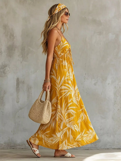 Full Size Printed Spaghetti Strap Maxi Dress Plus Size