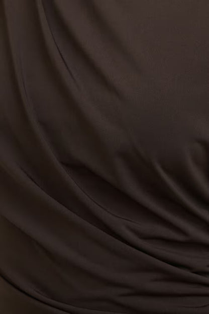 Sculpt Shirred Shoulder Pad Mini Dress
