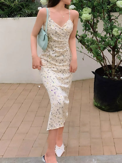 Floral Print Spaghetti Strap Midi Dress