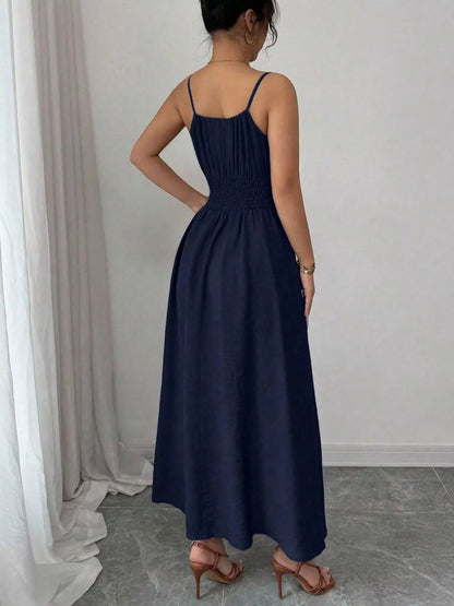 Smocked Spaghetti Strap Midi Dress