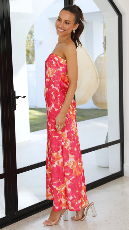 Miya Maxi Dress - Pink/Red Floral