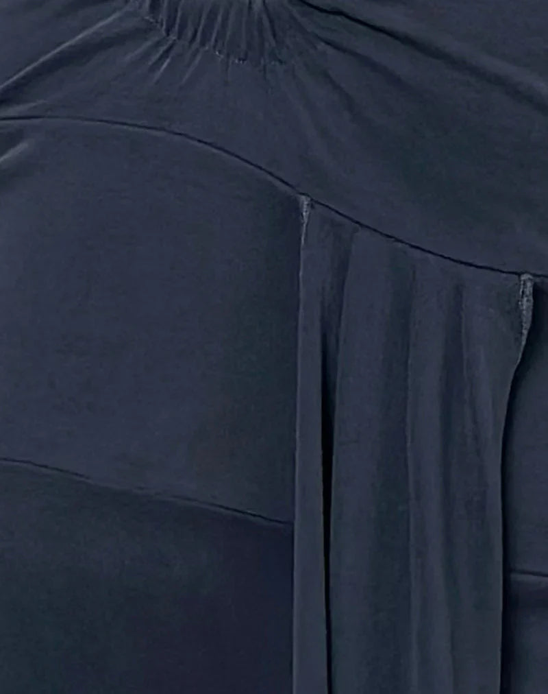 Ryoko Maxi Dress in Cupro Ocean Storm