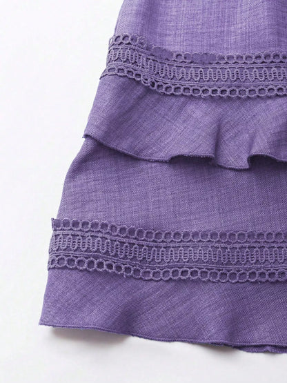 Lace Detail V-Neck Mini Dress