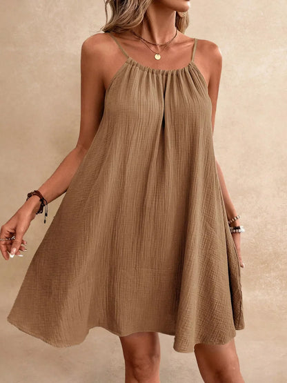 Casual Spaghetti Strap Gauze Dress