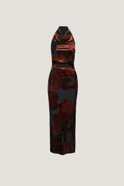 Burnout Halter Maxi Dress