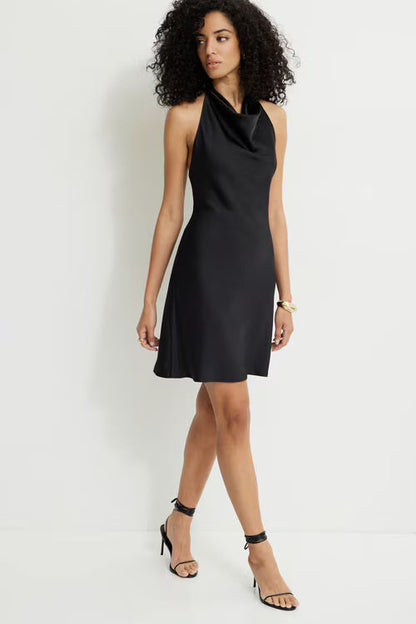 Halter Satin Mini Dress
