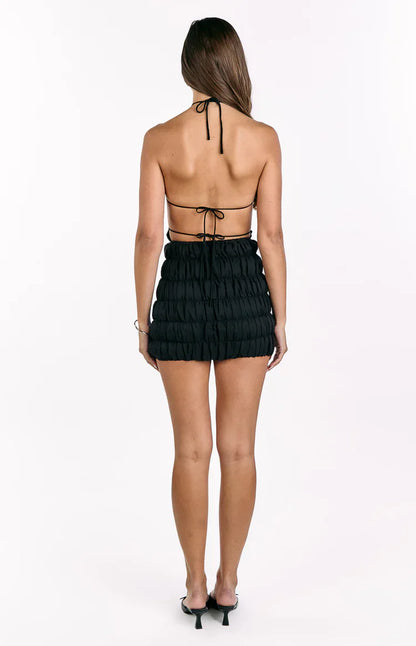 Amory Black Halter Party Mini Dress