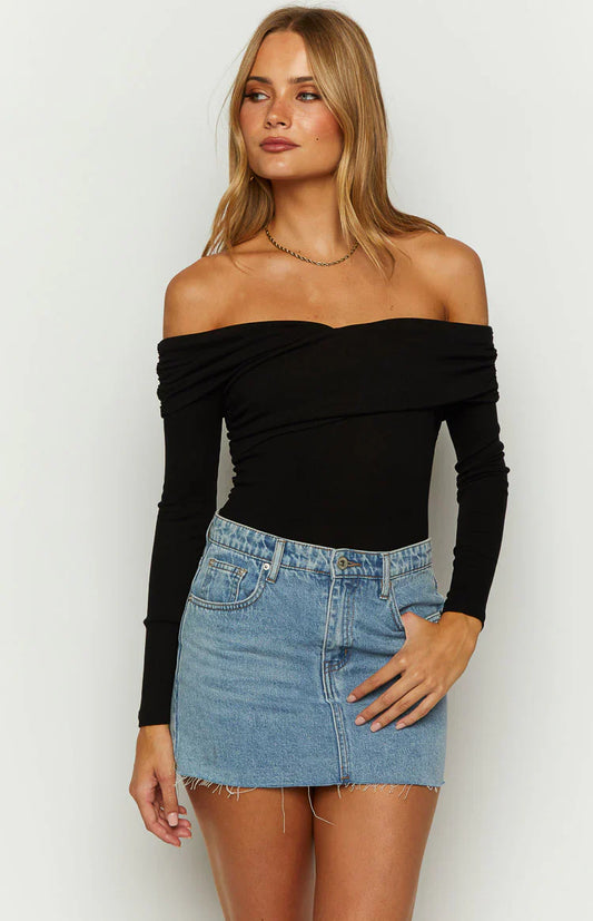 Ari Black Off Shoulder Bodysuit