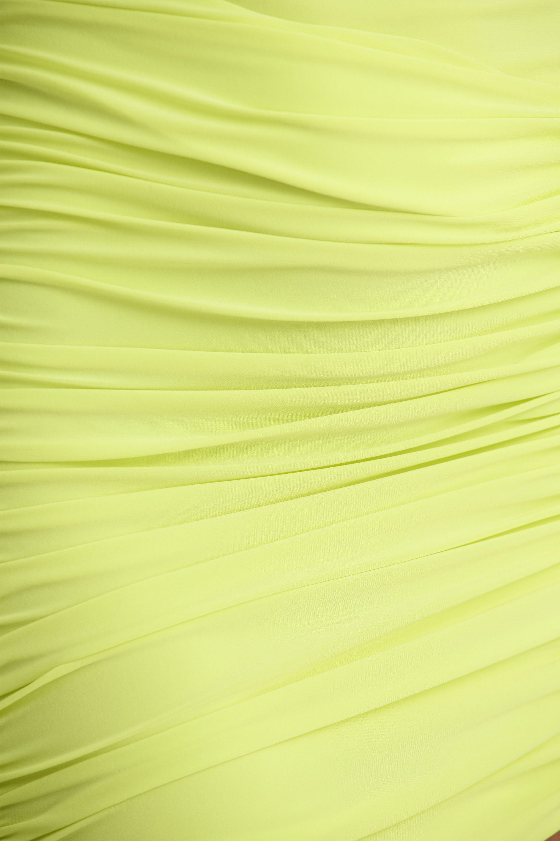 Marci | Lime Green Asymmetric Ruched Mini Dress With Sash
