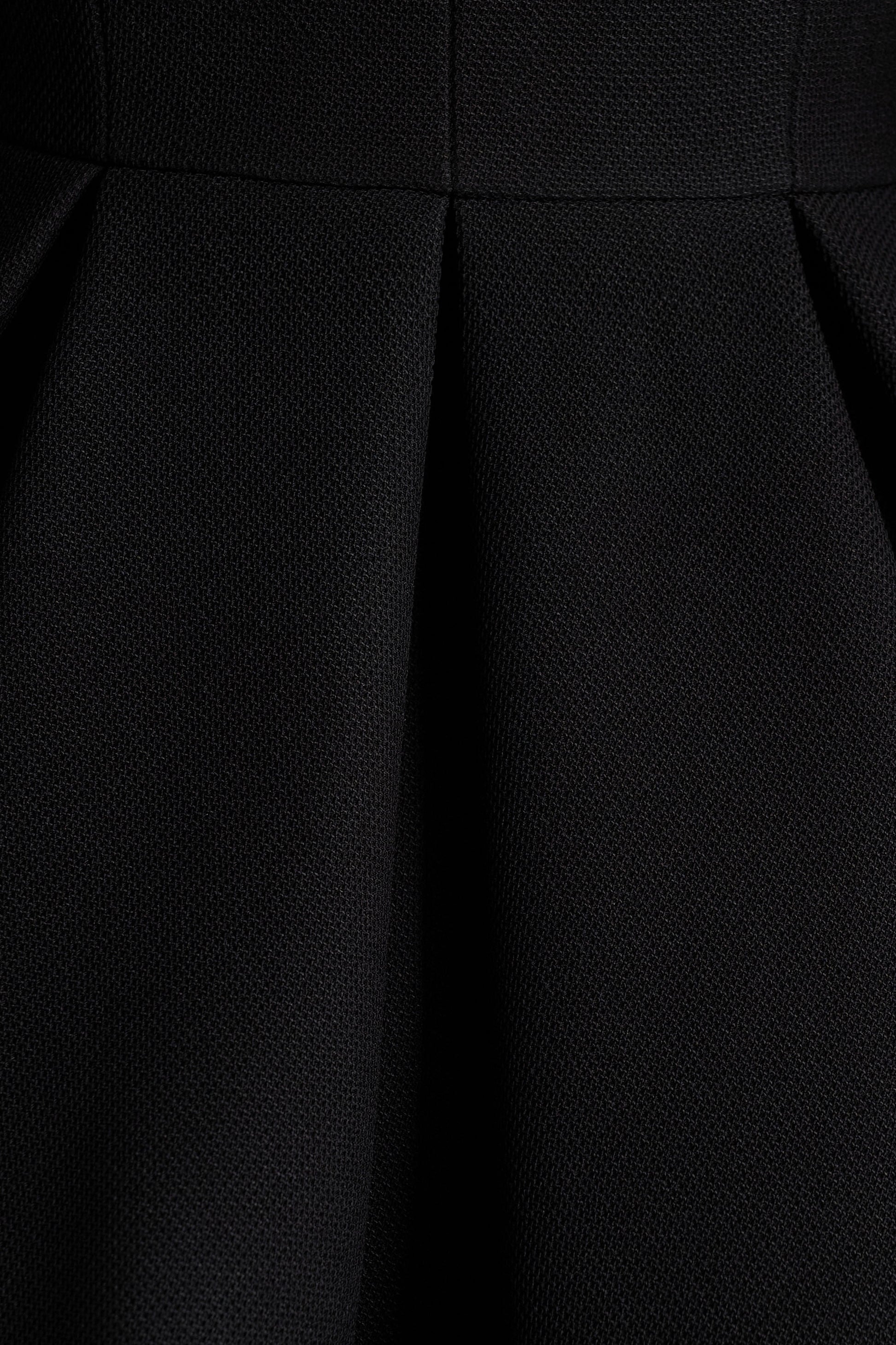 Kat | Black Plunge-Neck Tailored Mini Dress