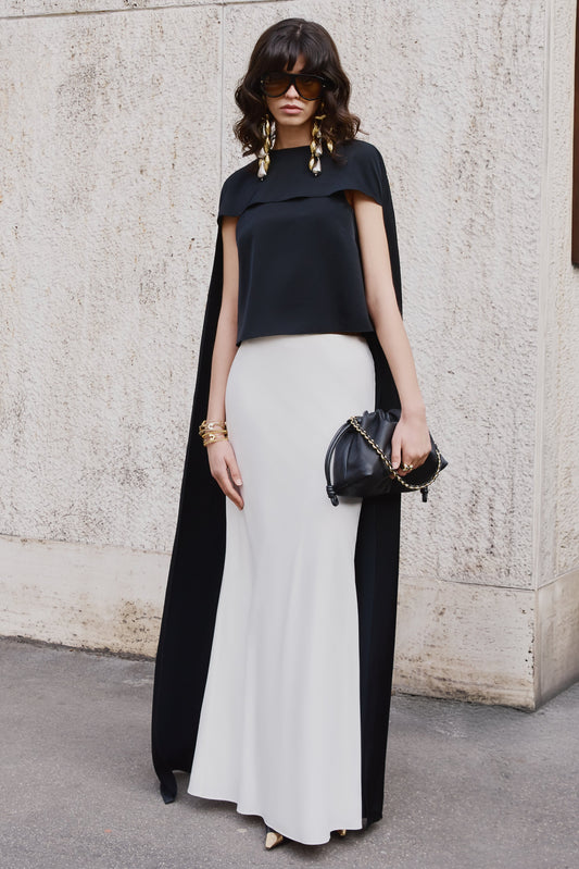 Iveta | White Satin Maxi-Skirt