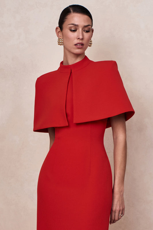 Deva | Red High-Neck Cape
