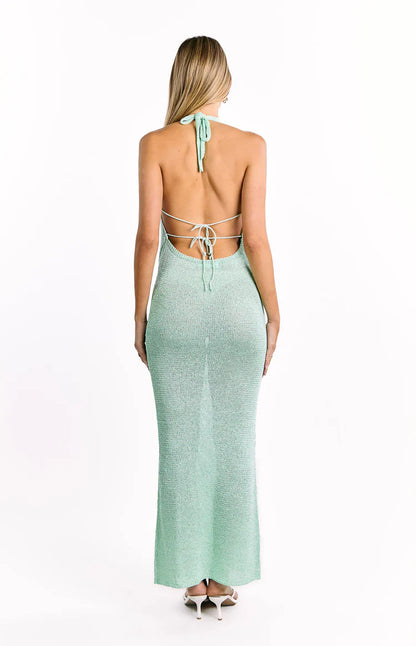 Charlette Green Cowl Neck Maxi Dress