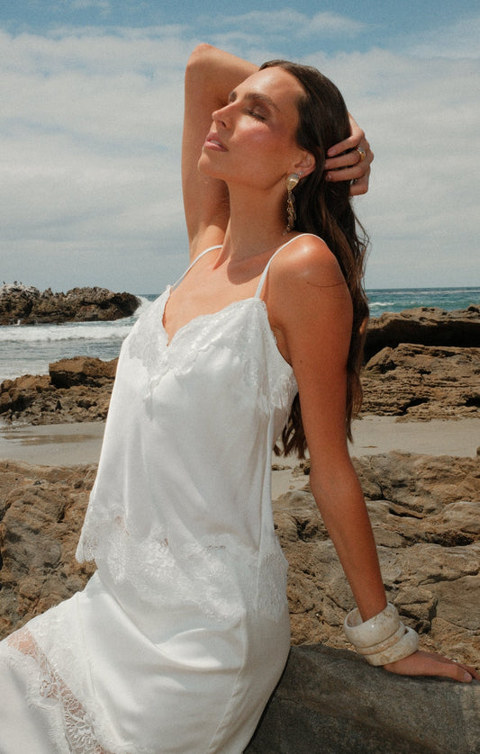 Gracie Top ~ Ivory Luxe Satin