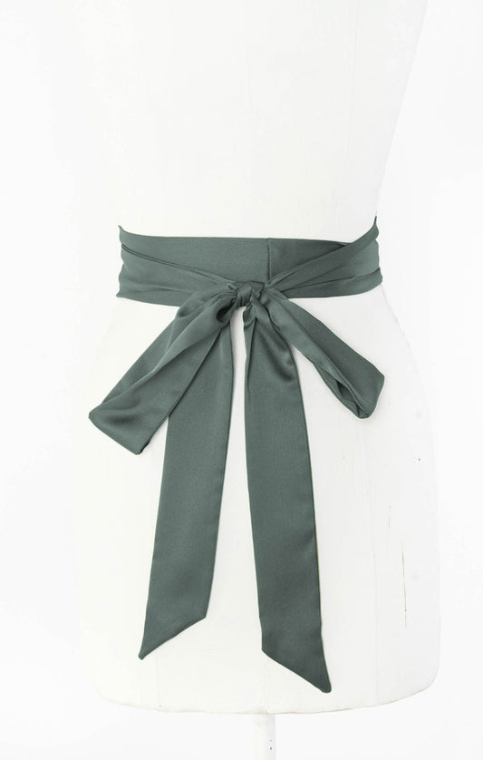 Bridesmaid Sash ~ Deep Sage Luxe Satin