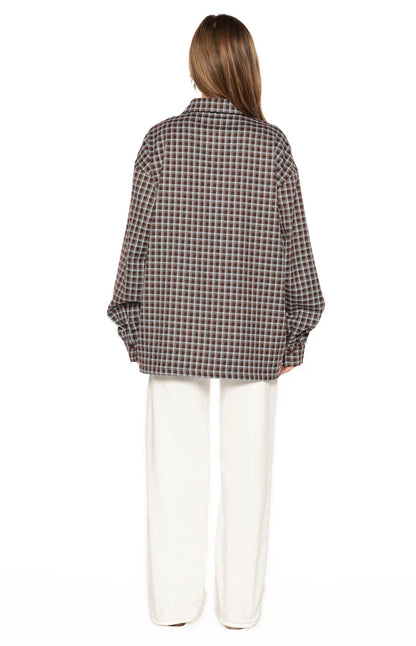 Devyn Brown Plaid Button Up Long Sleeve Shirt