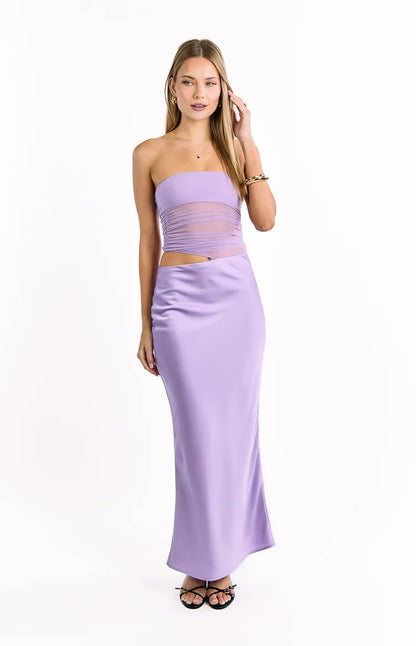 Elinor Lilac Satin Maxi Dress
