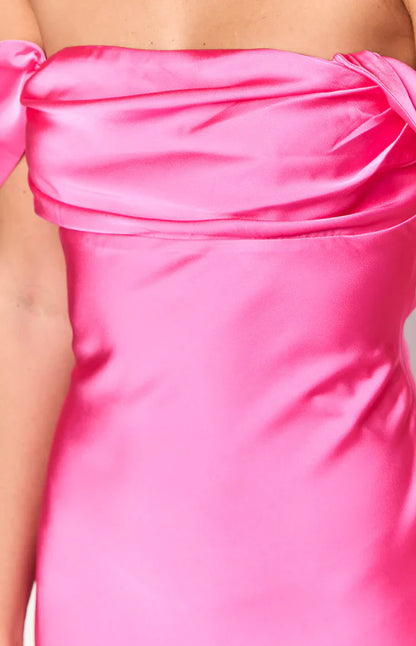 Ella Hot Pink Off Shoulder Formal Dress