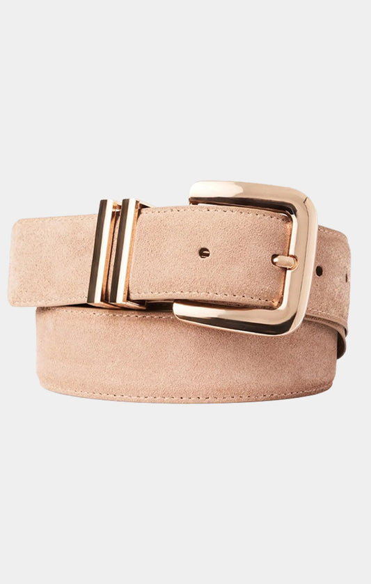 Billini Delta Belt ~ Fawn Suede Leather Gold