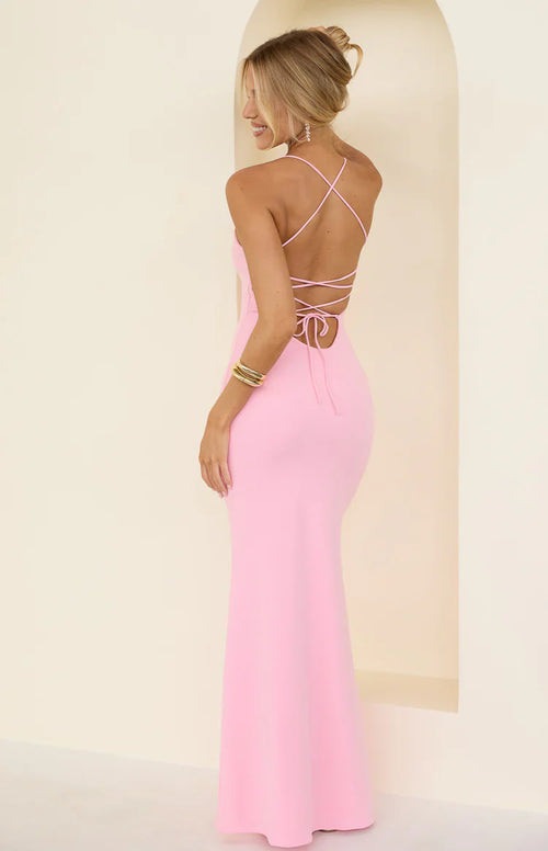 Harriet Pink Crepe Maxi Dress