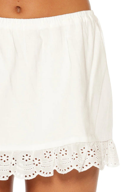 Hart White Broderie Trim Mini Skirt