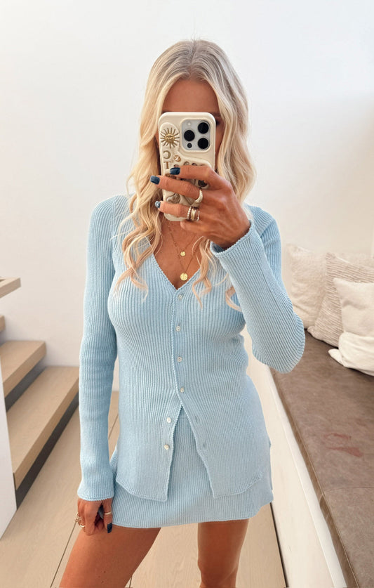 Josie Top ~ Baby Blue Rib Knit