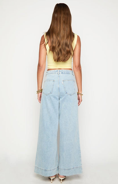 Khali Light Wash Denim Wide Leg Jeans