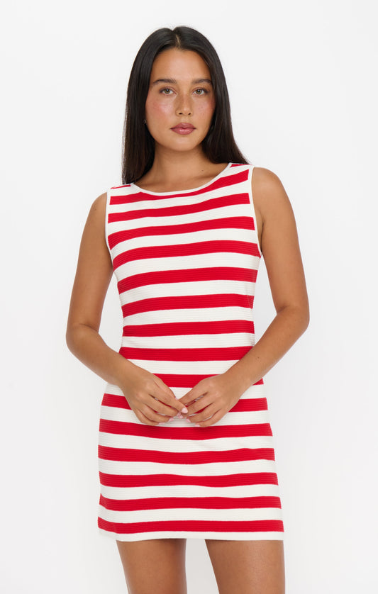 Cameron Mini Dress ~ Red Stripe Delight Knit
