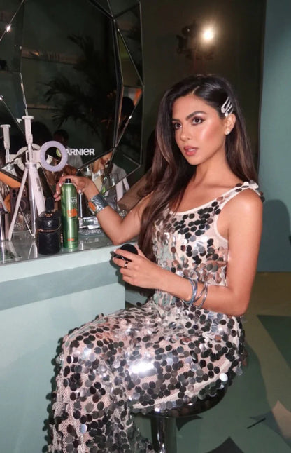 Sia Silver Sequin Maxi Dress