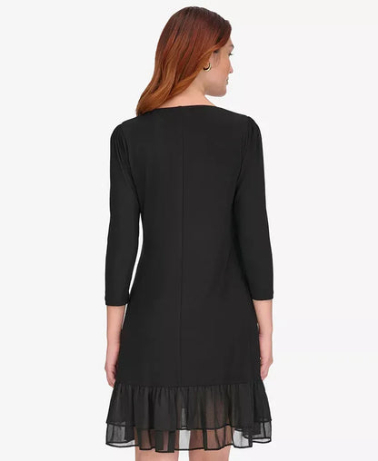 Tommy Hilfiger Women's Crewneck Ruffle Hem Dress