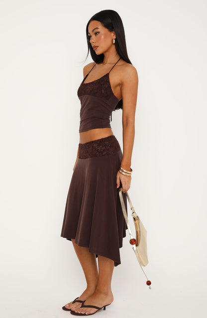 Cool Chaos Midi Skirt Chocolate