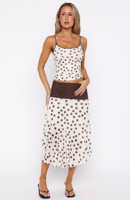 Angel Love Top Cream/Choc Polka Dot