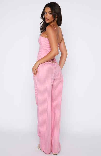 Born To Glow Wide Leg Pants Pink Stripe