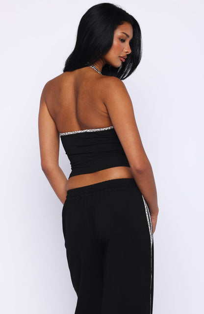 Boss Babe Vibes Halter Top Black