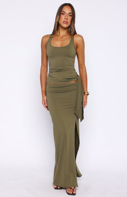 Chasing Stillness Maxi Skirt Olive
