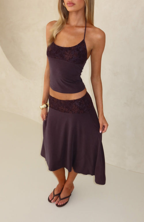 Cool Chaos Midi Skirt Chocolate