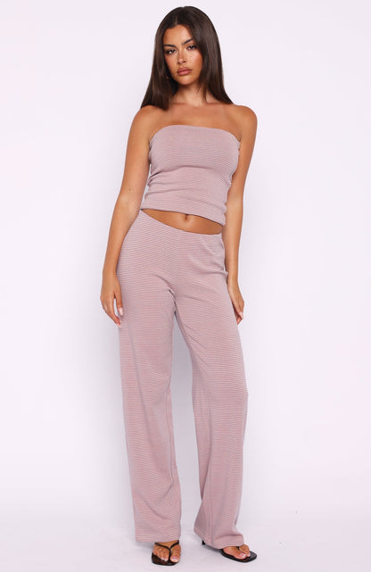 Happy It Happened Strapless Top Pink/Blue Stripe