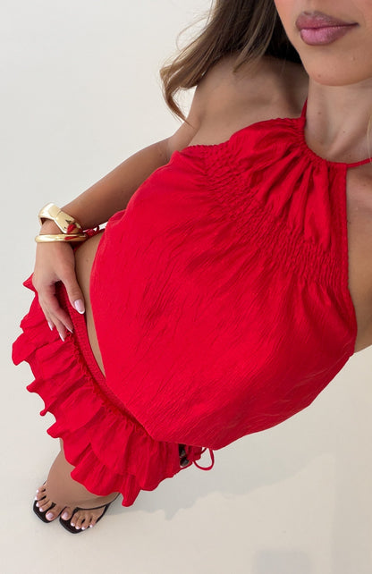 Soft Chaos Halter Top Ruby