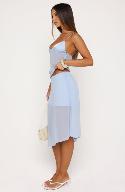 Soft Horizon Midi Skirt Dusty Blue