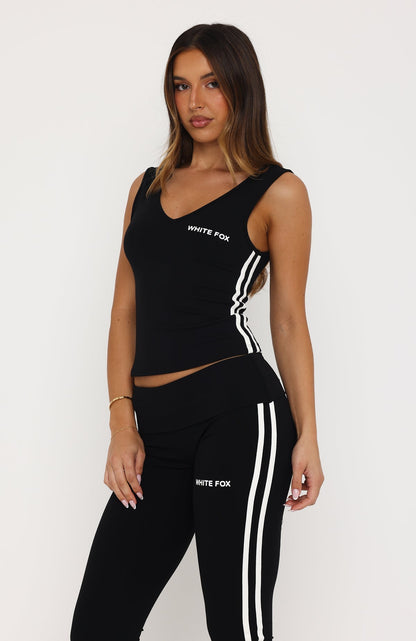 Sweet Enough V Neck Top Black